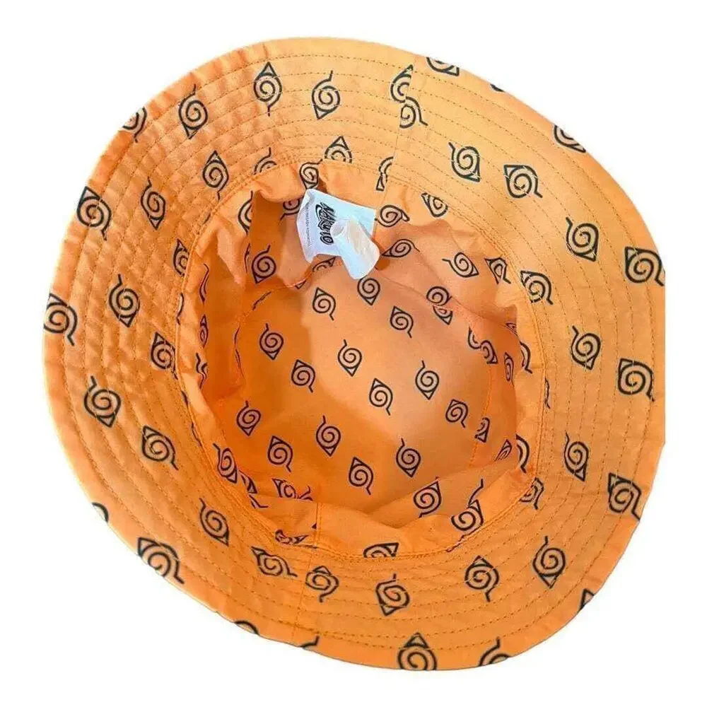Naruto Kids Reversible Bucket Hat Blue Orange Anime All Over Print OSFA Youth Sz